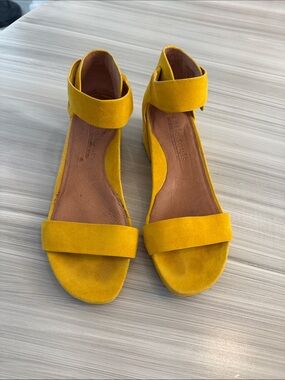 gentle souls Yellow Suede Open-Toe Ankle-Strap Sandals